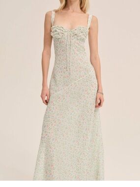 For Love And Lemons Mint and Pink Floral maxi dress
